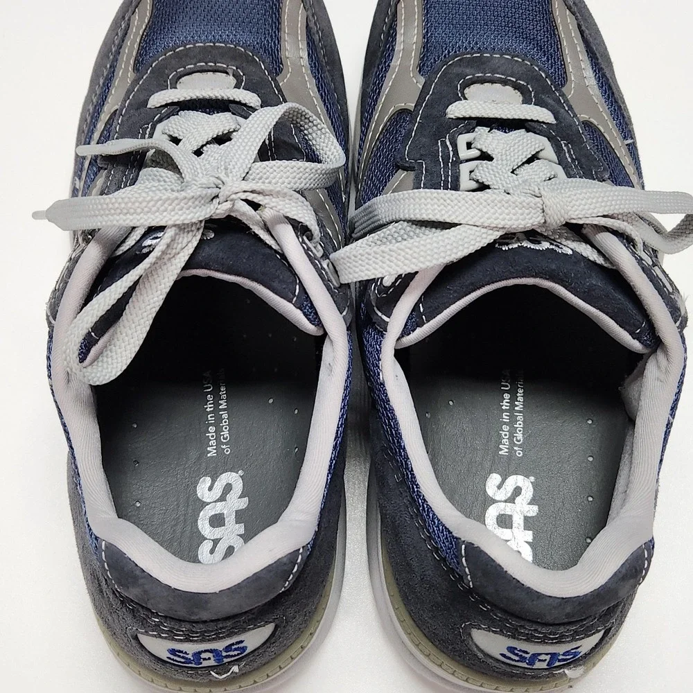 SAS Mens Journey Mesh Walking Shoes Blue Suede Sneakers Size 8M